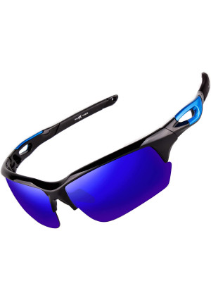 FLEX Polarized Sports Sunglasses for Men and Women. Ultra Tough Lightweight Frame w/HD lens for Cycling Driving Fishing Golf