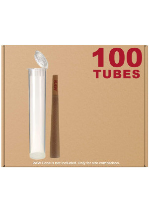 120MM Clear Doob Tubes | 100 Pack | Waterproof Airtight and Smell Proof Blunt Vial Container | Child Resistant with Squeeze Pop Tops | BPA-Free | Ideal for Storing King Size Pre Rolled Raw Cones