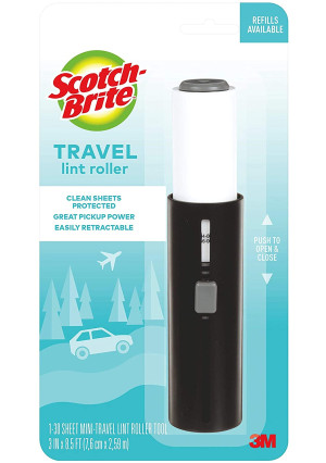 Scotch-Brite Mini Travel Lint Roller, Works great on dog, cat, and other animal hair, Sticky, Great for travel, 30 Sheets