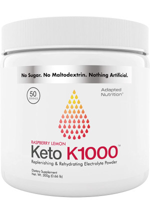 Keto K1000 Electrolyte Powder | Boost Energy and Beat Leg Cramps | No Maltodextrin or Sugar | Raspberry Lemon | 50 Servings