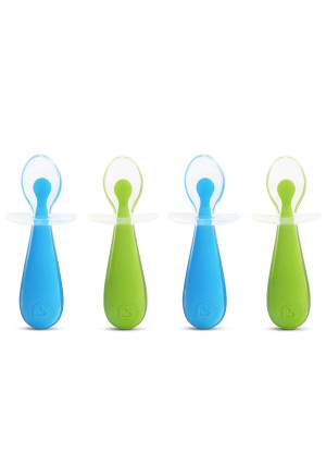 Munchkin 4 Piece Silicone Trainer Spoon, Blue/Green