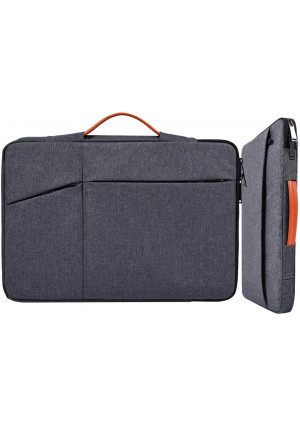 15.6 Inch Water-Repellent Laptop Sleeve Men Women Briefcase with Handle for Acer Chromebook 15/Aspire E15, Dell Inspiron 15, HP ENVY x360 15.6, ASUS Chromebook 15.6, Toshiba Lenovo Carrying Case, Gray