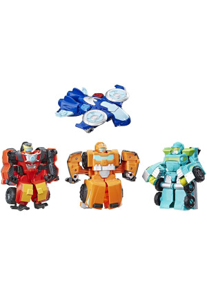 Playskool Heroes Transformers Rescue Bots Academy Rescue Team Pack, 4 Collectible 4.5" Converting Action Figures, Toys for Kids Ages 3 and Up, Brown (E5099)