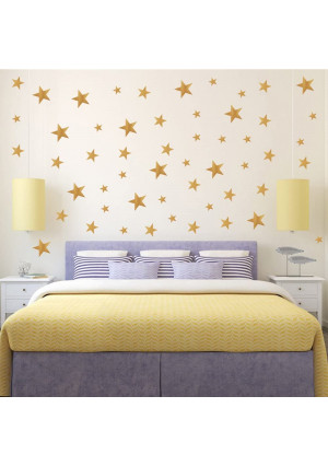 YOKIND 117Pcs Gold Stars Wall Decal Stars Pattern DIY Wall Stickers for Kids Rooms Home Decor