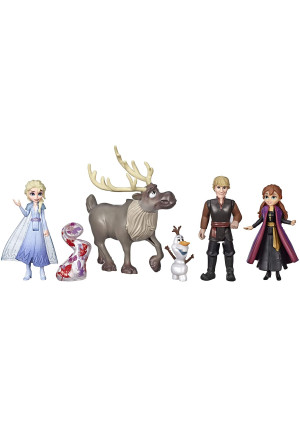 Disney Frozen Adventure Collection, 5 Small Dolls from Frozen 2, Anna, Elsa, Kristoff, Sven, Olaf, and Gale Accessory