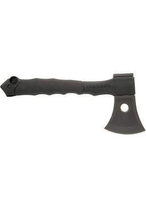 Schrade Mini Axe/Saw Combo 12in Survival Axe with 6.9in Saw and Rubber Handle for Outdoor Survival, Camping and Everyday Carry