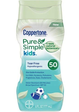 Coppertone Kids - Pure and Simple Kids SPF 50 Lotion 6 Oz (CT58073), White