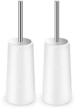 IXO Toilet Brush and Holder, 2 Pack Toilet Brush with 304 Stainless Steel Long Handle, Toilet Bowl Brush for Bathroom Toilet-Ergonomic, Elegant,Durable
