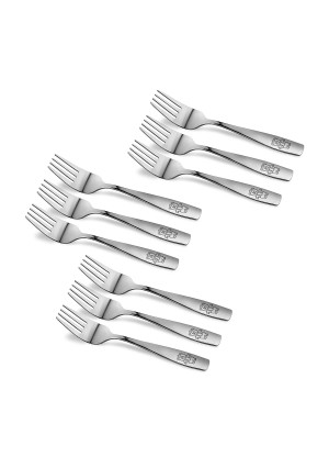 9 Piece Stainless Steel Kids Forks, Kids Cutlery, Child and Toddler Safe Flatware, Kids Silverware, Kids Utensil Set, Includes A Total of 9 Forks for Great Convenience, Ideal for Home and Preschools