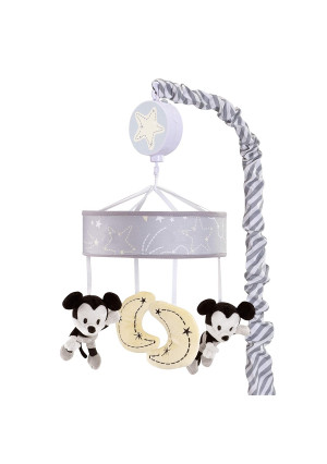 Lambs and Ivy Disney Baby Mickey Mouse Musical Baby Crib Mobile, Gray/Yellow