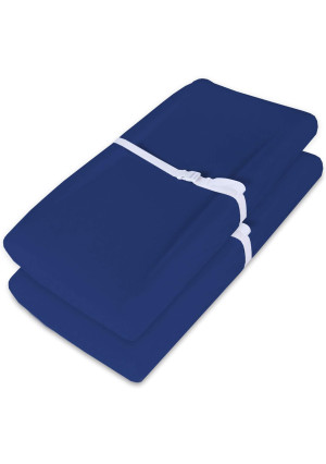 Biloban Waterproof Changing Pad Cover/Change Table Cover Sheets(Improved Style), 2 Pack Navy Blue Changing Pad Covers, Ultra Soft Natural Cotton