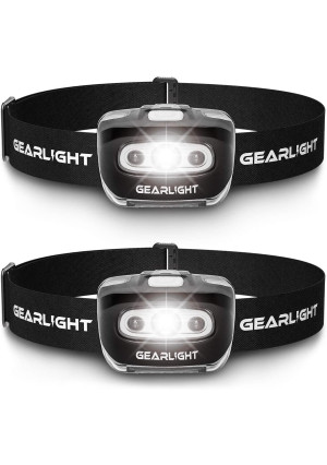 GearLight LED Headlamp Flashlight S500 [2 PACK] - Running, Camping, and Outdoor Headlamps - Best Head Lamp with Red Safety Light for Adults and Kids