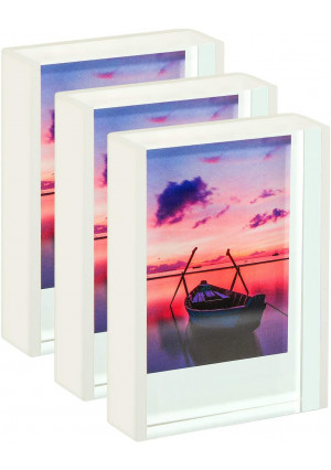 WINKINE Instax Mini Frames 2x3, 3 Pack Polaroid Frames Clear Cute Picture Frames for Tabletop and Desktop, Freestanding Sliding Photo Display for Fujifilm and Polaroid Film