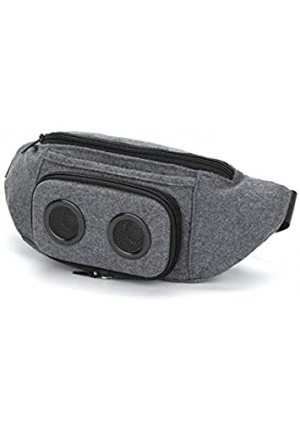 Fannypack with Speakers. Bluetooth Fanny Pack for Parties/Festivals/Raves/Beach/Boats. Rechargeable, Works with iPhone and Android. (Grey, 2021 Edition)