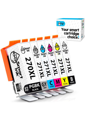 Smart Ink Compatible Ink Cartridge Replacement for Canon Pixma PGI 270XL 270 XL CLI 271 271XL (PGBKandBK/C/M/Y/GY 6 Pack Combo) to use with MG7720 TS9020 TS8020
