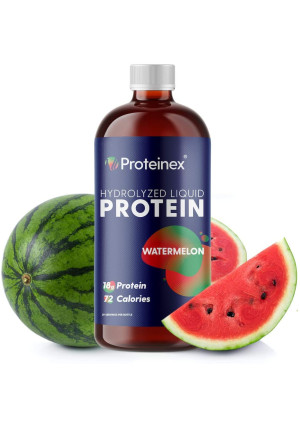 Liquid Protein Hydrolyzed by Proteinex 18 Grams Protein 30 oz, No Fat, Sugar Free, No Carbs. Predigested Hydrolysate Supplement. Supports Recovery Surgery Treatment Muscles and Joints (30, Watermelon)