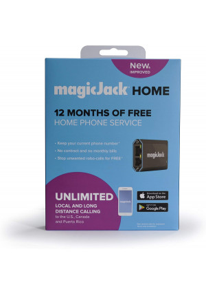 magicJackHome 2019 VOIP Phone Adapter Portable Home and On-The-Go Digital Phone Service. Unlimited Local and Long Distance Calls to US and Canada. NO Monthly Bill. Stay Connected During The Unexpected