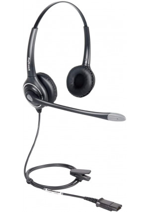 VoiceJoy Binaural Headset with Noise Cancelling Microphone with QD(Quick Disconnect),Compatible with VoiceJoy and Plantronics QD Quick Disconnect Connector