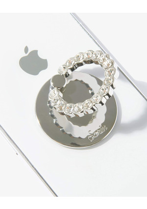 Sonix Embellished Crystal Rhinestone Phone Ring (Silver, Clear)