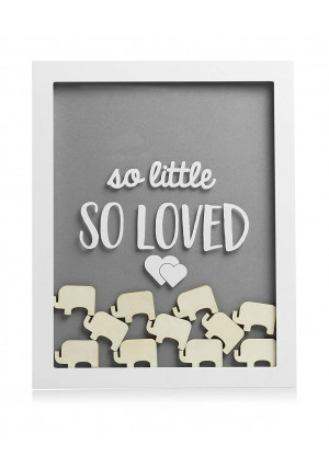 Pearhead Little Wishes Signature Baby Shower Guestbook Sign Frame, Great Guestbook Alternative, Gray/White