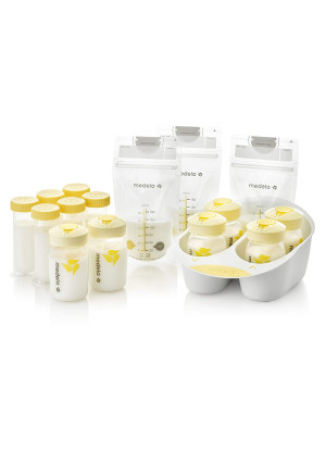 Medela Breast Milk Storage Solution Set, Breastfeeding Supplies and Containers, Breastmilk Organizer, Made Without BPA