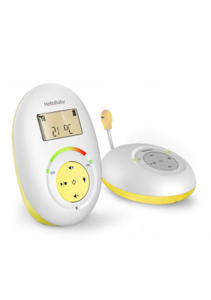 HelloBaby HB180 Two-Way Audio Baby Monitor with Temprature Sensor, Sound Alert, Lullabies and Night Light, Long Range Transmission, Two-Way Talk Back Feature