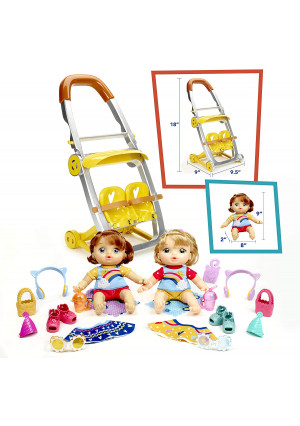 Baby Alive Littles, Shop N Stroll Twins, Blonde Hair Doll, Red Hair Doll, Stroller, 18 Accessories, Toy for Kids 3 Years Old and Up