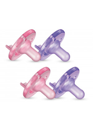 Philips AVENT Soothie Pacifier, 0-3 Months, Pink/Purple, 4 Pack, SCF190/42