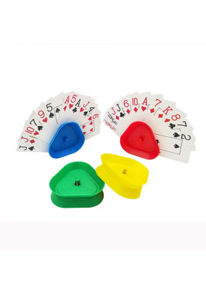 YH Triangle Shaped Hands-Free Poker Playing Card Rack Holder Set of 4