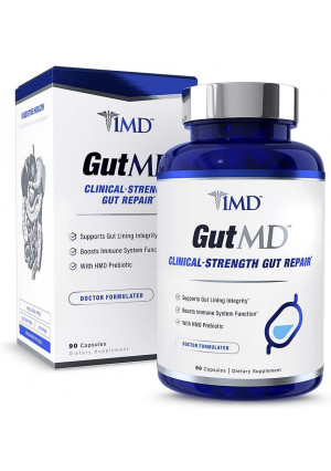 1MD GutMD - L-Glutamine and Prebiotic for Gut Integrity | Promote Digestive Tract Health | 90 Capsules