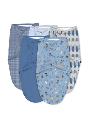 SwaddleMe Original Swaddle  Size Small, 0-3 Months, 5-Pack (Denim Woodland)