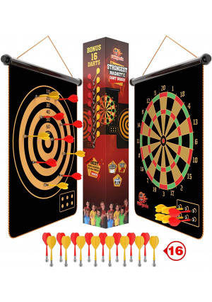 Fungenix, Magnetic Dart Board For Kids, Indoor Outdoor Darts Game, 12pcs Magnetic Darts, Double Sided Board Games Set, Best Toys Gifts For Teenage Age 5 6 7 8 9 10 11 12 13 14 15 16 Years Old Boys