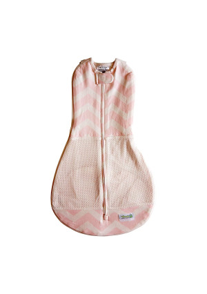 Woombie Grow with Me Air Baby Swaddle, Convertible Swaddle Fits Babies 0-9 Months, Expands to Wearable Blanket for Babies up to 18 Months, Dreamy Pink Chevron