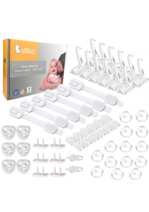 Baby Safety Kit, Baby Proofing with Cabinet Locks - 58 Packs All-in-one Super Value Child Safety Kit (58Packs)