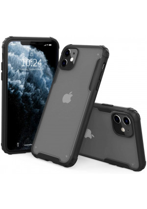 I STRIVE Heavy Duty Military Grade  iPhone 11 Case -Matte Translucent - Phone Armor - Shock/Shatterproof - Slim - Hybrid Materials - Wireless Charging - Compatible with iPhone 11 6.1" (Black)