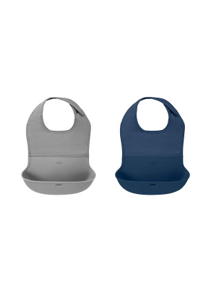 OXO Tot Roll-Up Bib 2 Pack Gray/Navy