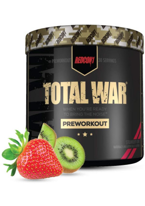 Redcon1 - Total War Preworkout Powder - Strawberry Kiwi - 30 Servings - Insane Energy, Laserlike Focus, Insane Endurance