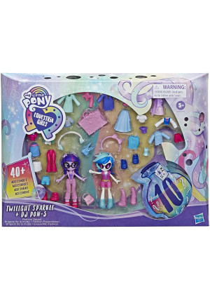 My Little Pony Equestria Girls Fashion Squad Twilight Sparkle and DJ Pon-3 Mini Doll Set Toy with Over 40 Fashion Accessories