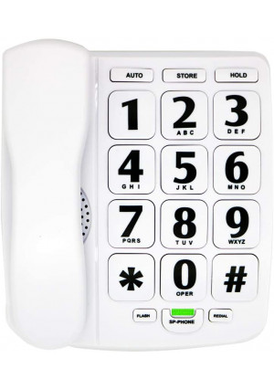 HePesTer P-02 Amplified Large Button Corded Phone for Senior (White)