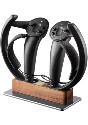 VRGE - Index Controller Dock - Premium Wood Top Storage and Charge Station for Valve Index VR Controllers