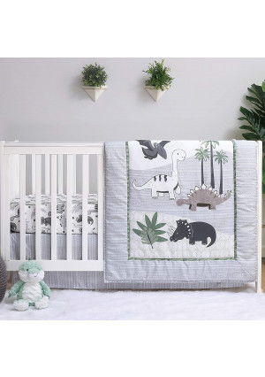 The Peanutshell Dinosaur Crib Bedding Sets for Boys | 3 Piece Nursery Set | Crib Comforter, Fitted Crib Sheet, Crib Skirt Included