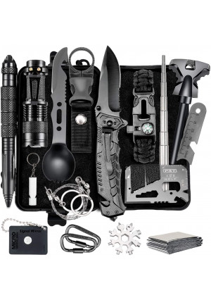 Naubr Camping Gear 15 in 1 Survival Gear kit,Tactical Survival Tool for Cars, Camping, Hiking, Hunting, Adventure Accessories