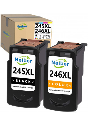 Neiber 2-Pack 245XL 246XL Remanufactured Ink Cartridge Replacement for Canon PG-245 CL-246 XL Work with Pixma MG2520 TR4520 TS302 TS3120 TS202 MX492 MG2525 MG2920 MG2922 MX490 Printer (Black Color)