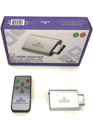 Gamecube HDMI Adapter Lead for The Nintendo Gamecube Running GCVideo Software. Supports 2X Line-Doubling and Includes Remote Control. A Simple Plug and Play Gamecube Adapter Solution by Kaico