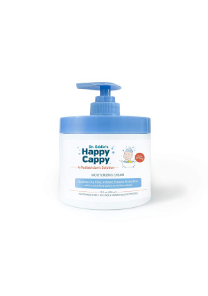 Dr. Eddie's Happy Cappy Moisturizing Cream For Children, Soothes Dry, Itchy, Irritated, Eczema Prone Skin, Dermatologist Tested, No Fragrance, No Dye, Non-Greasy, 12 oz Jar With Pump