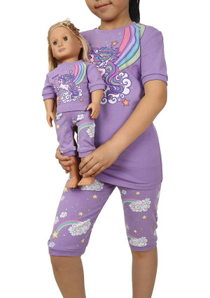 HDE Girls Pajamas with Matching Doll Outfit  Cute Cotton Pajama Set for Girls