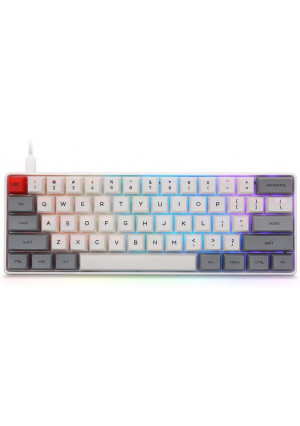 Epomaker SK61 61 Keys Hot Swappable Mechanical Keyboard with RGB Backlit, NKRO, IP6X Waterproof, Type-C Cable for Win/Mac/Gaming (Gateron Optical Black, Grey)