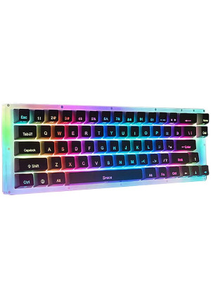 Womier 60% Mechanical Gaming Keyboard, 66 Keys Hot Swappable Tyce-C Wired RGB Backlit Gateron Switch Custom Mechanical Keyboard with Crystalline Base for Win/Mac (Blue Switch,White)