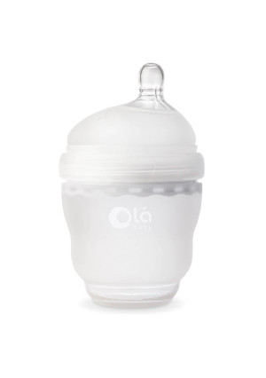 Olababy Gentle Bottle Silicone Wide Mouth Baby Bottle 4 oz, Frost
