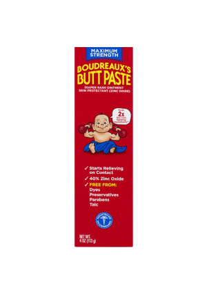 Boudreaux's Butt Paste Diaper Rash Ointment, Maximum Strength